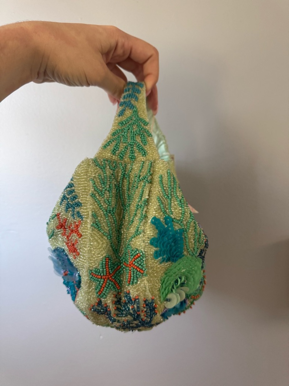 VIRAL BEADED BAG TJ MAXX Embellished Sea-Theme Beaded Shoulder Bag in Mint Green - Picture 4 of 5